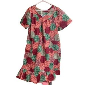 Anthony Richards LOUD House Dress 1X Lounger Muumuu Green Red Patterns